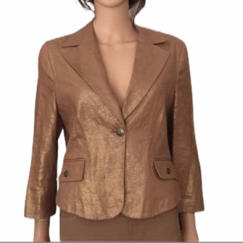 NWOT Vintage Nicole by Nicole Miller Iridescent 100% Linen Cropped Blazer